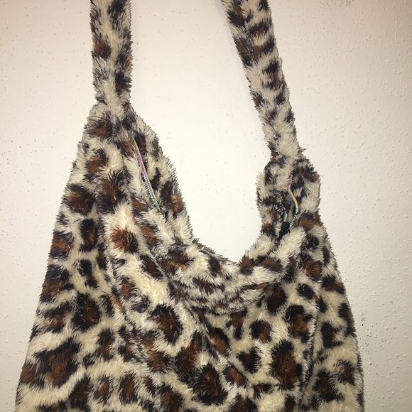 Handbags - Leopard Print Large Plush/Fur Tote Bag